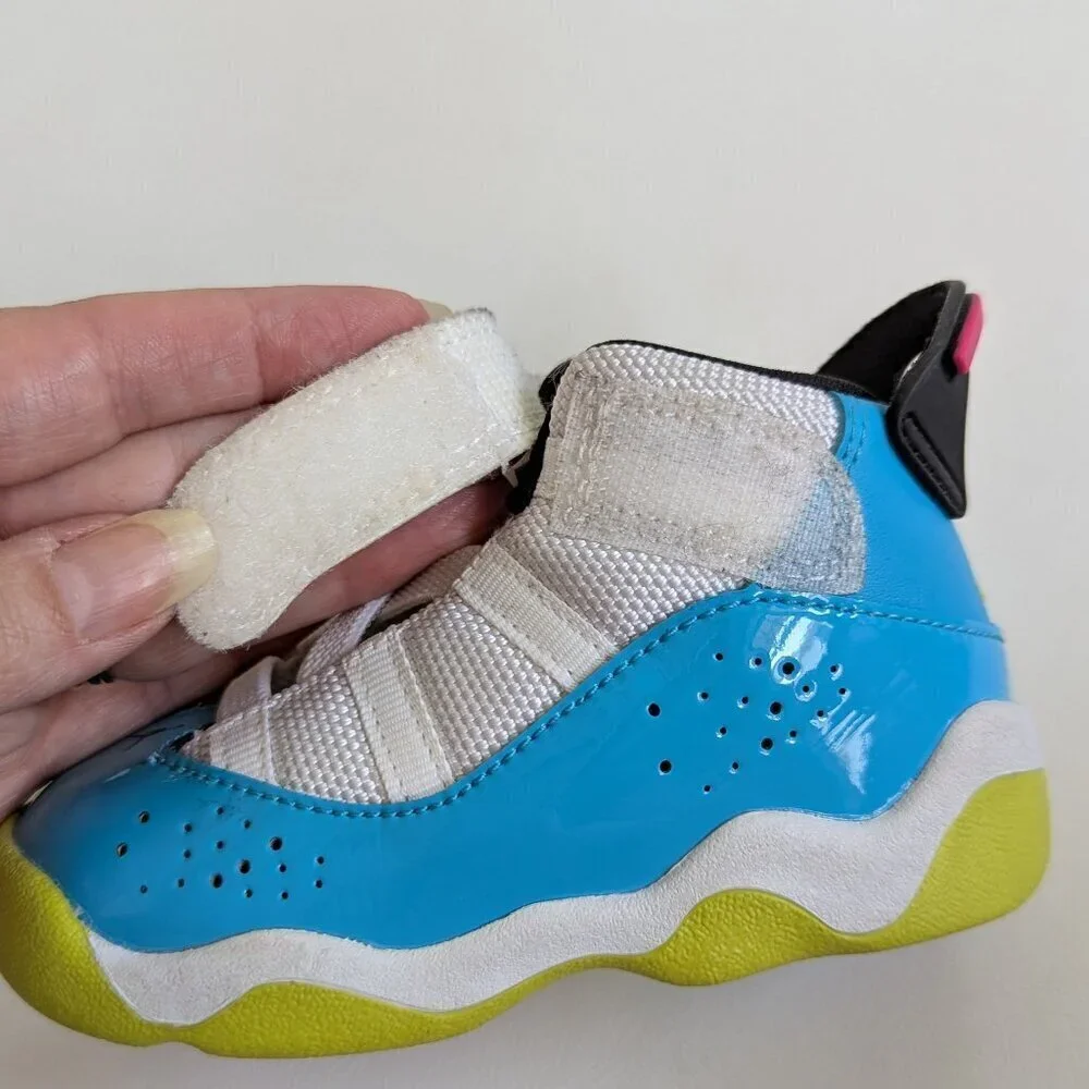 Nike Air Jordan 6 Rings Toddler Sneakers Size 5C White Light Blue Fury-Cyber